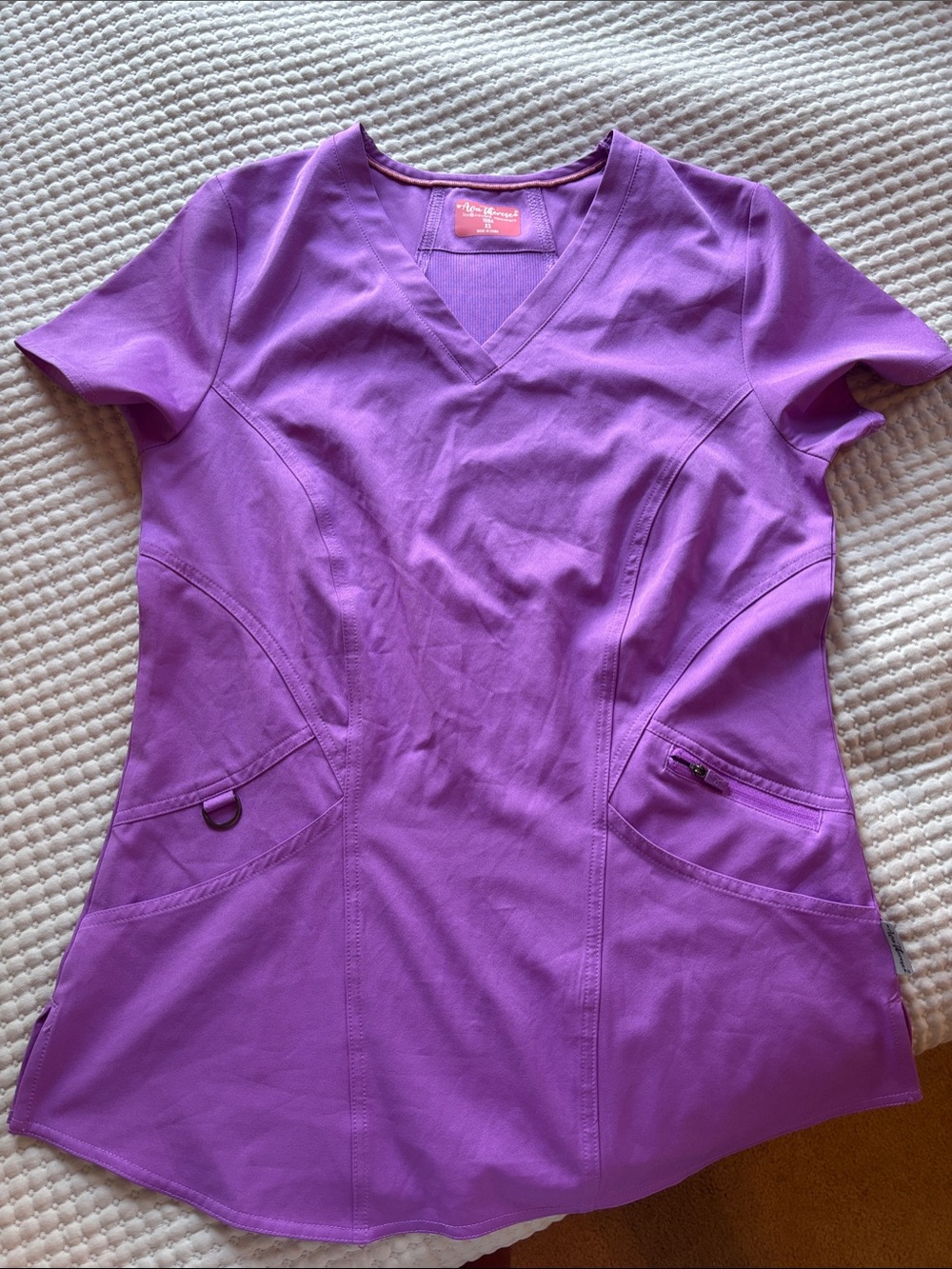 Women's Purple V-Neck Tunic Scrub Top